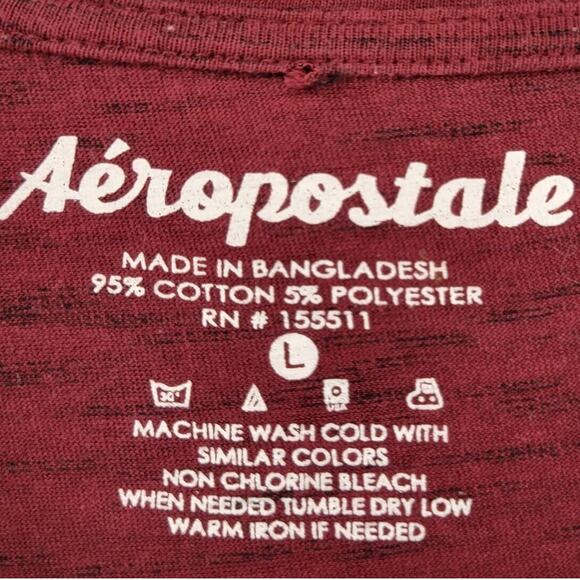 Aeropostale Shirt Mens L Dark Red Embroidered Logo Short Sleeve Casual Tee - Picture 6 of 8